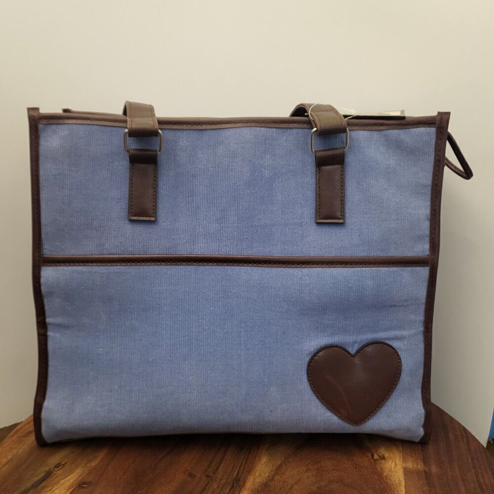 Bow-Wow Pet Carrier Large 15” x 12” x 8” Pets Up to 22lbs Blue Corduroy Unused